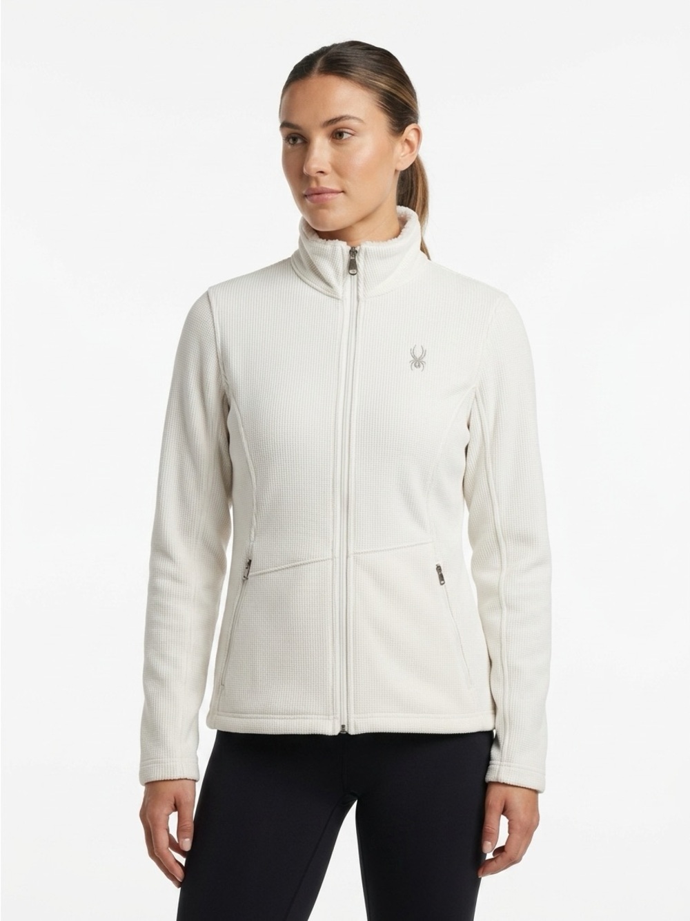 Spyder Core Sweater Full Zip Ribbed Knit Fleece Jacket White M